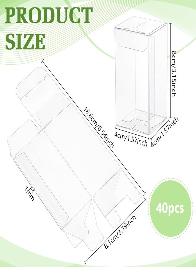 BENECREAT 40Pcs Clear Gift Boxes with Film, Rectangle Transparent PVC Favor Boxes 1.5x1.5x3inch for Wedding Party Treat Candy Cupcakes - Image 2